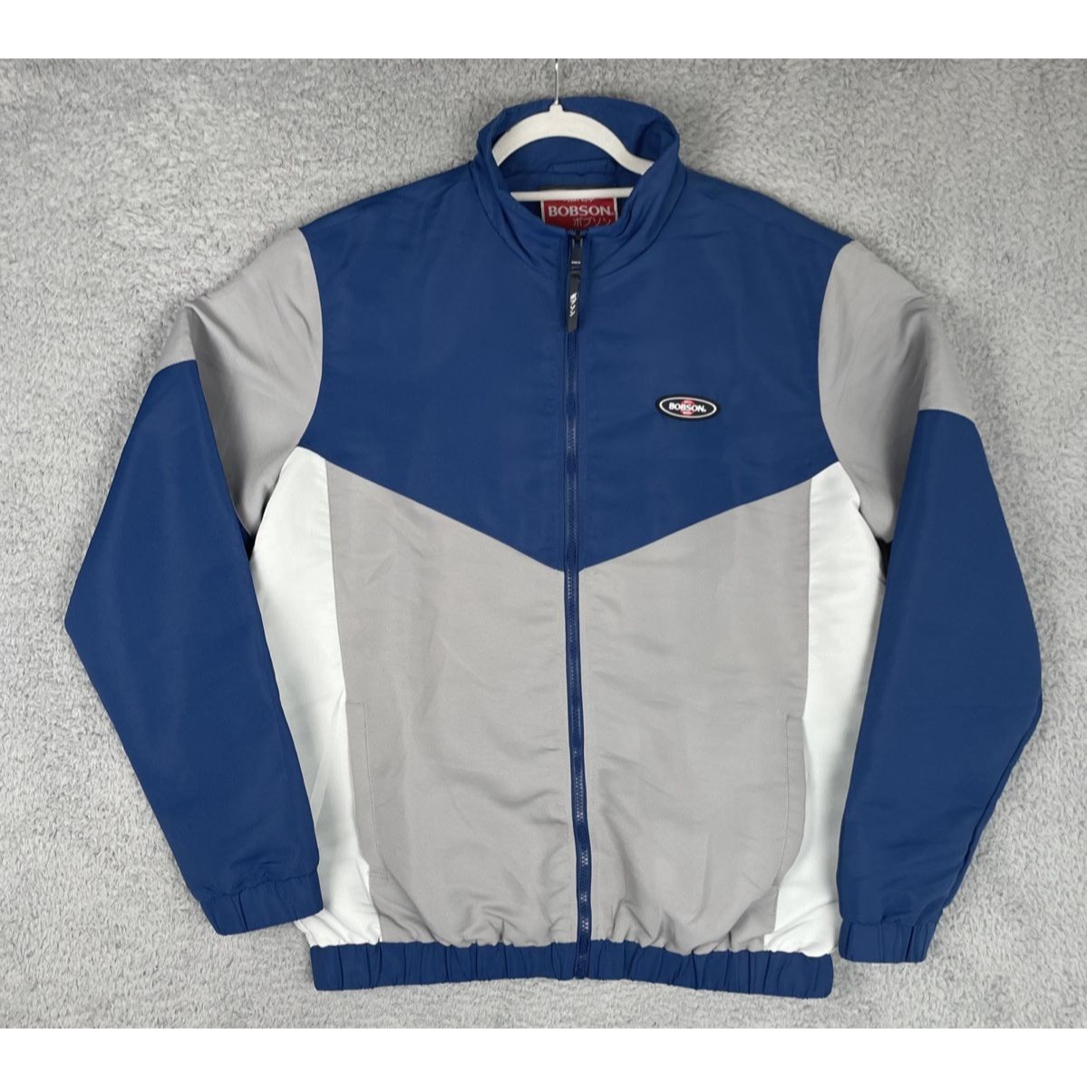 Bobson Full Zip Track Jacket Mens Blue Gray Lined Made In Japan Nwot Rare